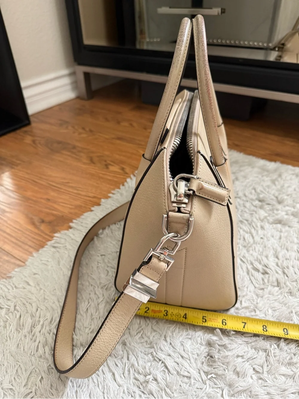 Givenchy Beige Leather Satchel with Detachable Strap